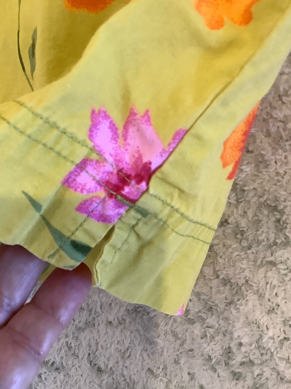 Bright Citrine with Pink & Yellow Floral Drawstring Capri Pants RS Plus Size 1X - Picture 7 of 16